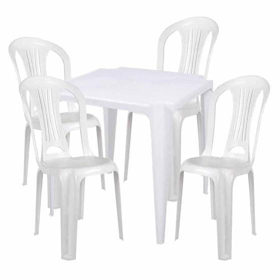 Conjunto Mesa Plástica com 4 Cadeiras Bistrô Mor Menor preço em Conjunto Mesa Plástica com 4 Cadeiras Bistrô Mor