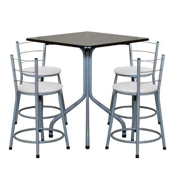 Imagem de Conjunto Mesa Quadrada 70cm Cinza Com 4 Banquetas Epoxi