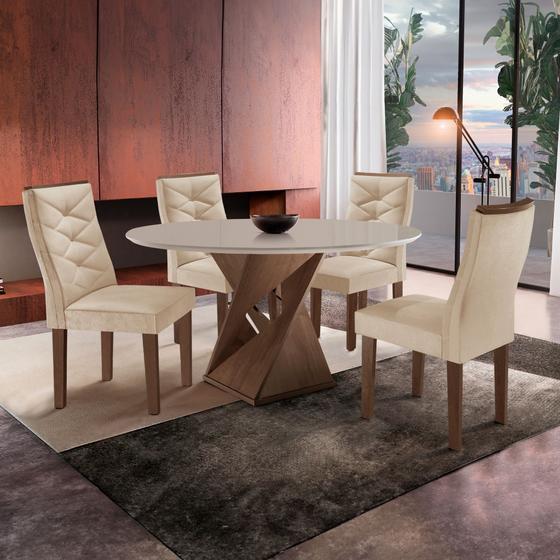 Imagem de Conjunto Mesa Redonda com 4 Cadeiras Tampo MDF Barcelona Yescasa