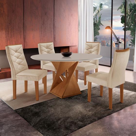 Conjunto Mesa Redonda com 4 Cadeiras Tampo MDF Barcelona Yescasa Menor preço em Conjunto Mesa Redonda com 4 Cadeiras Tampo MDF Barcelona Yescasa