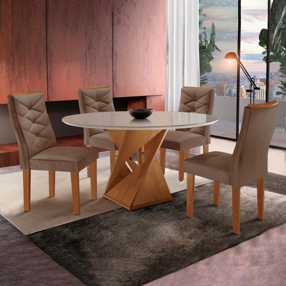 Imagem de Conjunto Mesa Redonda com Vidro e 4 Cadeiras Tampo Barcelona Yescasa