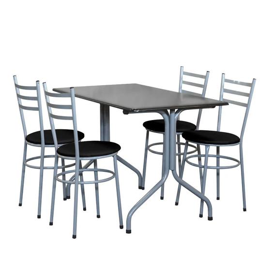 Imagem de Conjunto Mesa Retangular 70x120cm Cinza Com 4 Cadeiras Epoxi