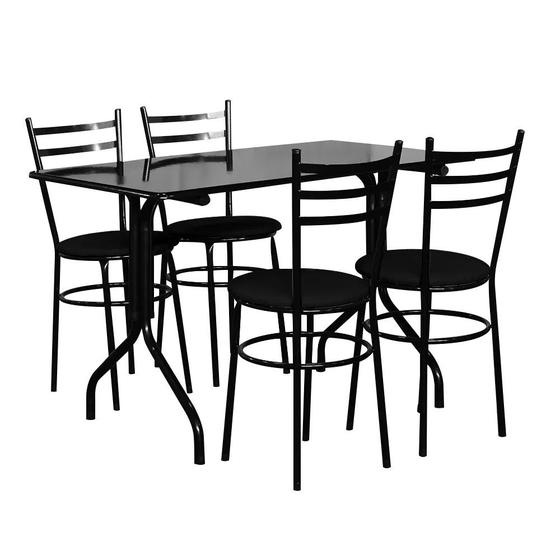 Imagem de Conjunto Mesa Retangular 70x120cm Preta Com 4 Cadeiras Epoxi