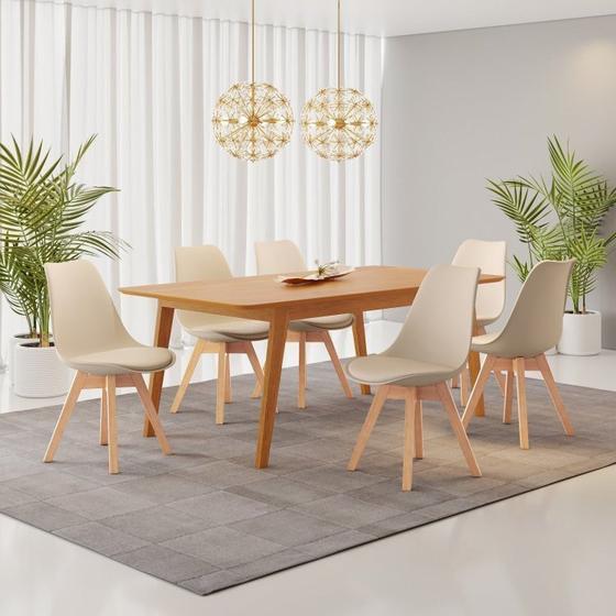 Imagem de Conjunto Mesa Retangular MDF com 6 Cadeiras Saarinen PP