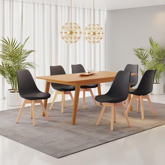Imagem de Conjunto Mesa Retangular MDF com 6 Cadeiras Saarinen PP