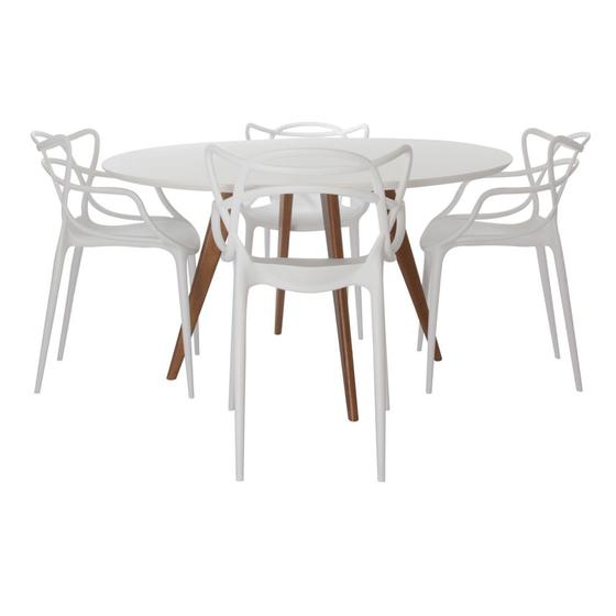 Imagem de Conjunto Mesa Square Redonda Branco 88cm com 4 Cadeiras Allegra - Branca