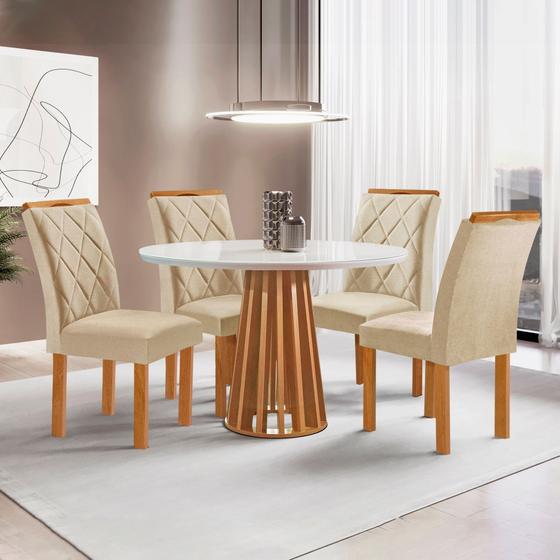 Imagem de Conjunto Mesa Tampo Redondo Plus Vidro Kansas 100cm 4 Cadeiras Arthus