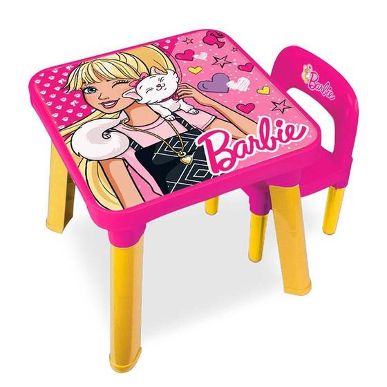 Imagem de Conjunto Mesinha e Cadeirinha Infantil - Barbie - Fun