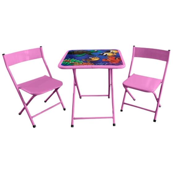 Imagem de Conjunto Mesinha Infantil 2 Cadeiras Suporta Até 50 kg Mesa Atividade Didática