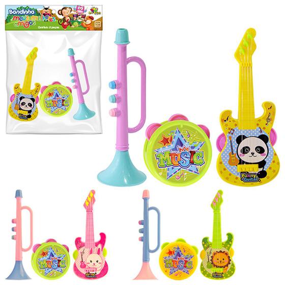 Imagem de Conjunto Minha Primeira Banda Brinquedo Bandinha Baby 3 Itens Instrumentos Musicais Infantil