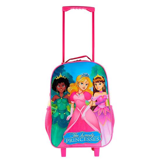 Imagem de Conjunto Mochila Escolar Infantil Princesas de Rodinhas Cor: