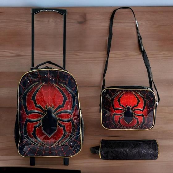 Imagem de Conjunto Mochila Lancheira Térmica E Estojo Escolar Aranha