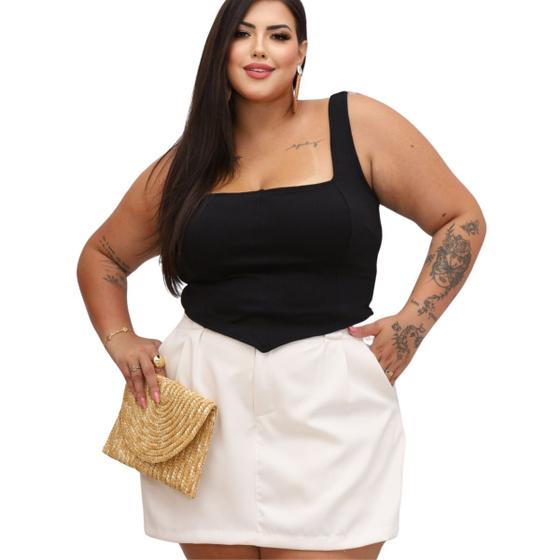 Imagem de Conjunto Moda Plus Size Feminina Cropped Corset e Short Saia Balada