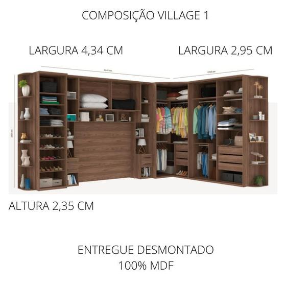 Imagem de Conjunto modulado composição village 1 robel 100% mdf capuccino