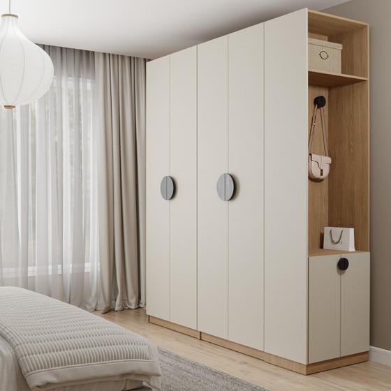 Imagem de Conjunto Modulado Joy 3 Peças Cabideiros, Nicho com 2 Gavetas e Sapateira Cabecasa Madeiramadeira