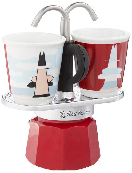 Imagem de Conjunto Moka Bialetti Mini Express Magritte Vermelho - 2 Xícaras e 2 Copos