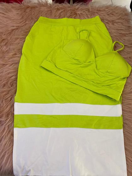 Imagem de Conjunto moletinho com cropped com saia MIDI