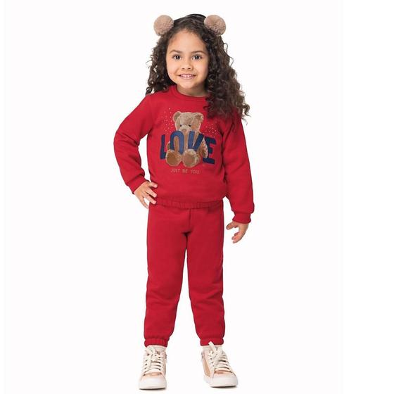 Imagem de Conjunto Moletinho Infantil Menina Love Vermelho Boca Grande