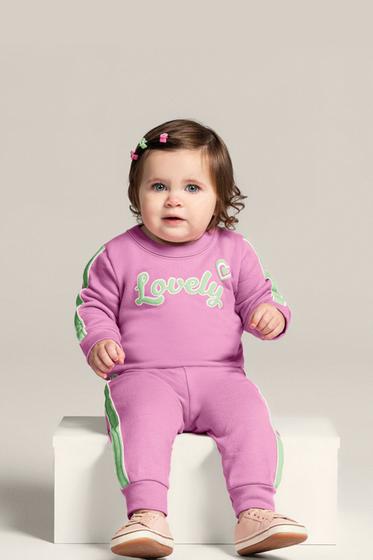 Imagem de Conjunto Moletom Bebe Menina Lovely Rosa - Brandili