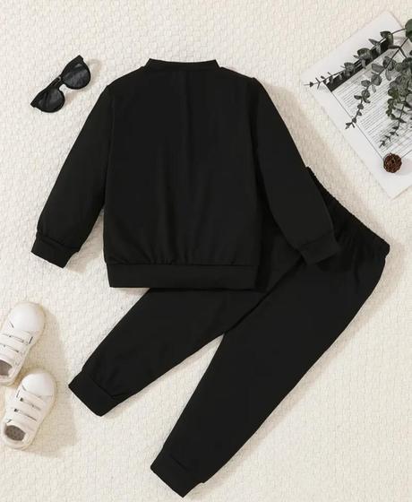 Imagem de Conjunto moletom careca sem felpas  infantil blusa gola redonda e calça com punhos