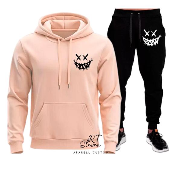 Imagem de Conjunto Moletom Estampado Personalizado Evil Smiley Malha100% Algodao Linha Premium