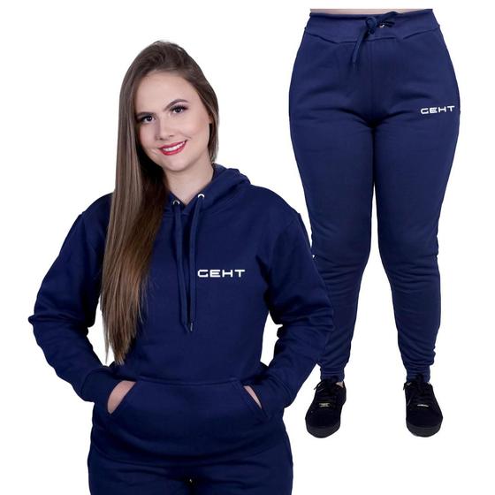 Imagem de Conjunto Moletom Feminino Blusa E Calça Peluciado Academia Dupli