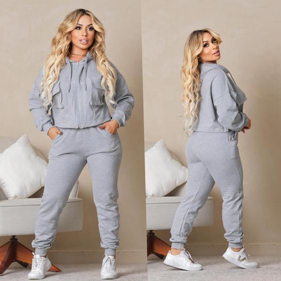 Conjunto Moletom feminino estiloso calça jogger blusa capuz - Fábrica ...