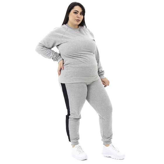 Imagem de Conjunto Moletom Feminino Plus Size Flanelado Blusa Calça