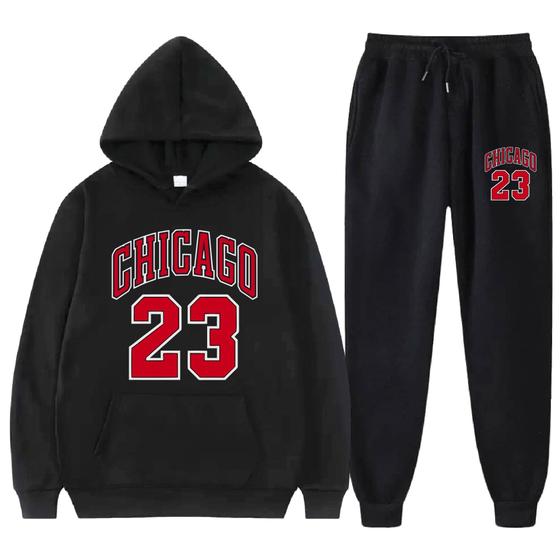 Imagem de Conjunto Moletom Flanelado Calça e Blusa Canguru Casual Chicago 23