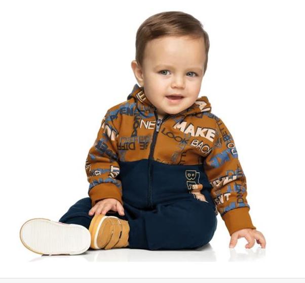 Imagem de Conjunto Moletom Flanelado Infantil Menino Aberto com Zíper com Capuz - Elian