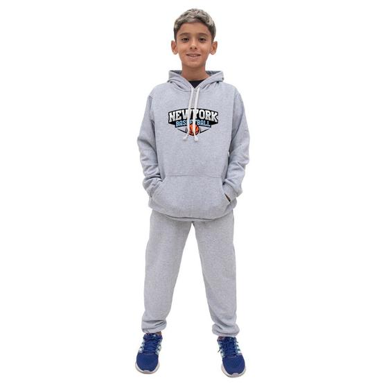 Imagem de Conjunto Moletom Infantil Canguru Estampa New York Basketball Com Calça Estiloso Quentinho