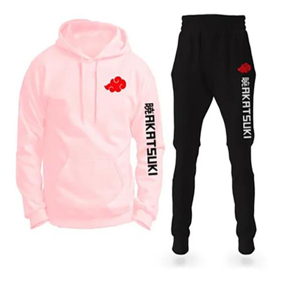 Imagem de Conjunto Moletom Infantil e Adulto Akatsuki Série Naruto com Capuz Blusa + Calça - Rosa