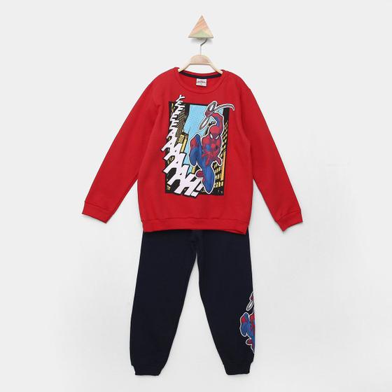 Imagem de Conjunto Moletom Infantil Longo Marvel Spider Man Menino