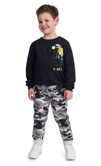 Imagem de Conjunto Moletom Infantil Menino Dinossauro T-Rex Camuflado