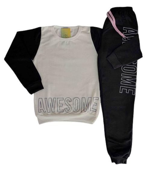 Conjunto Moletom Juvenil Feminino Blusa e Calça Flanelado, Roupa menina ...