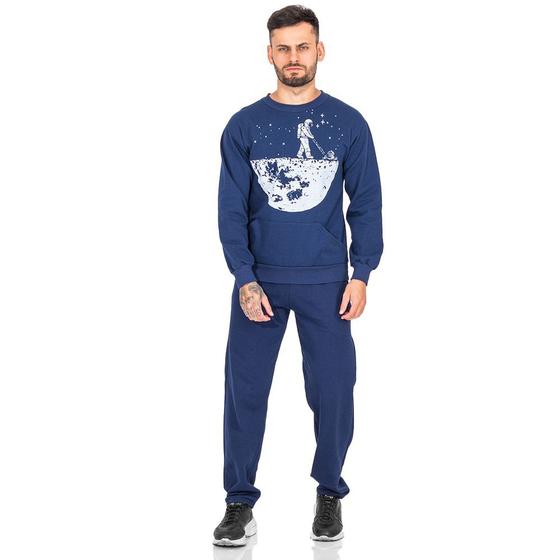 Imagem de Conjunto Moletom Masculino Flanelado Blusa Estampada Calça