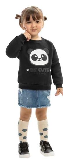 Imagem de Conjunto Moletom Menina Panda Preto