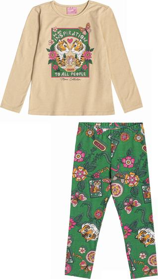 Imagem de Conjunto Momi Infantil Blusa e Legging Verde Tigre 01 ao 08