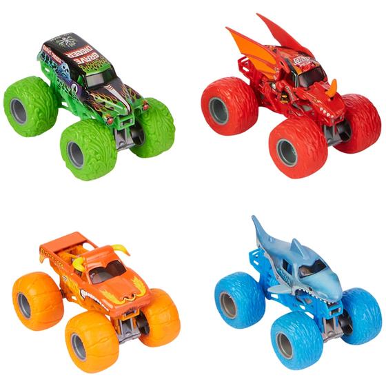 Imagem de Conjunto Monster Jam Tough Treads - 4 Caminhões Fundidos 1:64