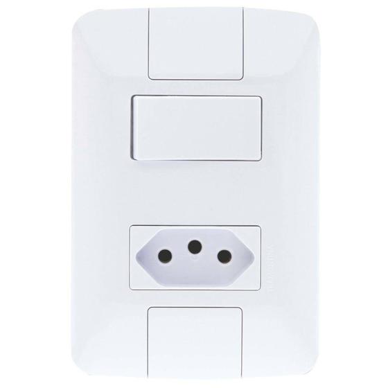 Imagem de Conjunto Montado Aria 4x2 1 Interruptor simples 6A + 1 Tomada 10A 250V Tramontina