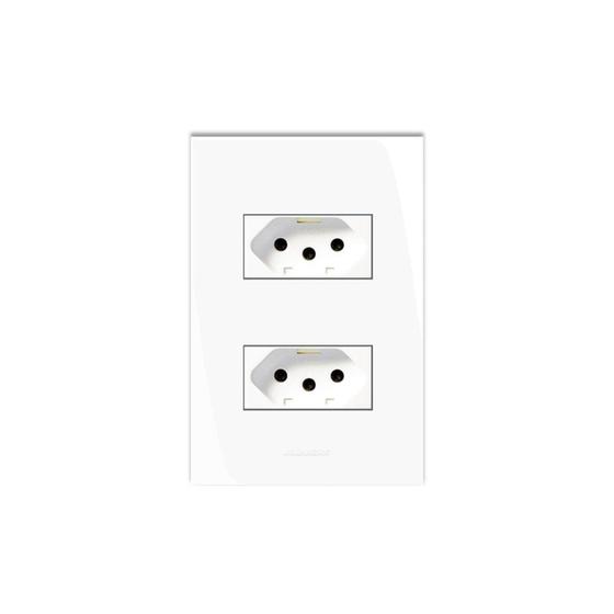 Imagem de Conjunto montado de 2 tomadas com placa 4x2 10A branco Inovapro Alumbra