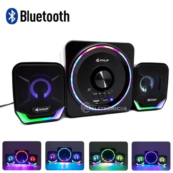 Imagem de Conjunto Multimídia Gamer Bluetooth, MP3, USB, Cartão, Luzes Coloridas e 16W RMS  KPRO828
