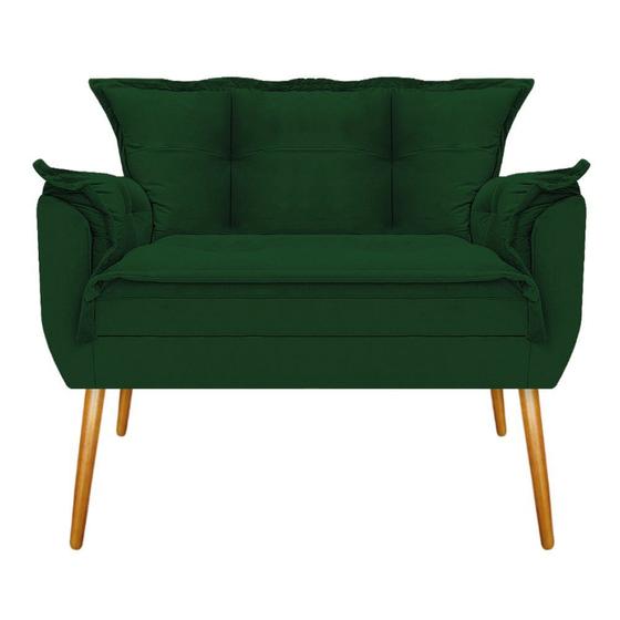 Imagem de Conjunto Namoradeira, 02 Poltronas e Puff Opala Palito Mel Suede Verde