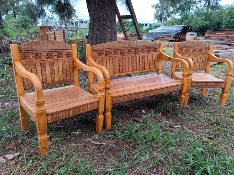 Imagem de Conjunto Namoradeira 2 Lugares Encosto Colorido Rustico