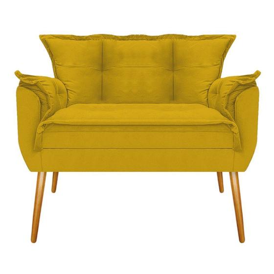 Imagem de Conjunto Namoradeira e 02 Poltronas Opala Palito Mel Suede Amarelo