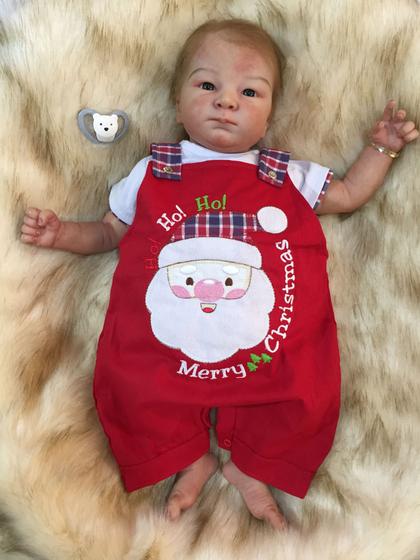 Imagem de Conjunto Natal Bebê Infantil Unissex Jardineira Com Camiseta