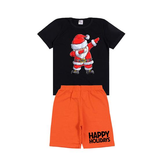 Imagem de Conjunto Natalino Infantil Masculino Bermuda e Camiseta Estampada