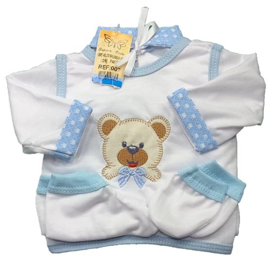 Conjunto Pagão Bebe Bordado Com 05 Peças Recém Nascido Menino Menina RN a 01 mês Menor preço em Conjunto Pagão Bebe Bordado Com 05 Peças Recém Nascido Menino Menina RN a 01 mês