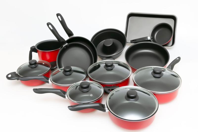 Imagem de Conjunto Panelas 13 Peças Antiaderente Teflon Tampa Vidro - Vermelho
