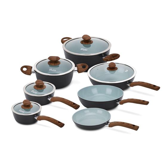 Conjunto Panelas Antiaderente Cerâmica Kitchen Show 12 Peças